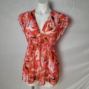 Red-orange Floral top